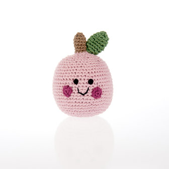 Pebble Organic rammelaar -  friendly apple- pink