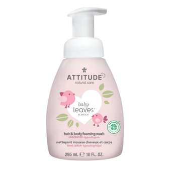Attitude Baby Leaves - Hair &amp; Body Foaming Wash - baby - parfum vrij - vegan 