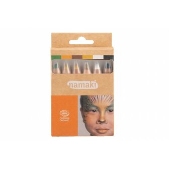 Namaki  kindermake - up - potloden schmink - Wildlife- 6 kleuren (biologisch gecertificeerd:)