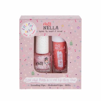 Miss Nella duo set natuurlijke lip gloss en nagellak