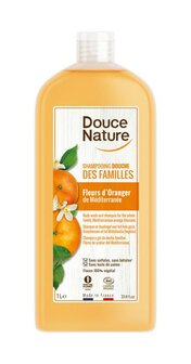 Douce Nature familie Douchegel &amp; shampoo 1L oranjebloesem bio - 100% plantaardig fles