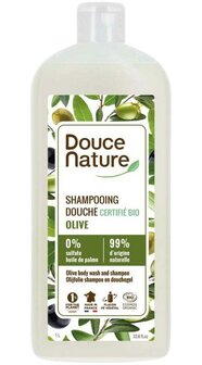 Douce Nature Douchegel &amp; shampoo olijf - 1 liter - plantaardige fles