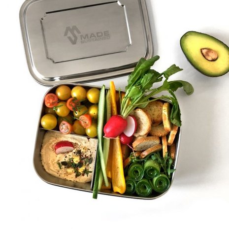 Made Sustained Rechthoekige RVS lunchbox - L (trio)