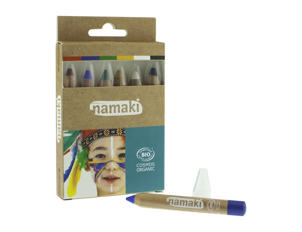 Namaki kindermake-up  -  potloden schmink - Rainbow - 6 kleuren biologisch gecertificeerd