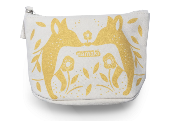Namaki toilettas vos - gevuld met goud glitter en lippenbalsem